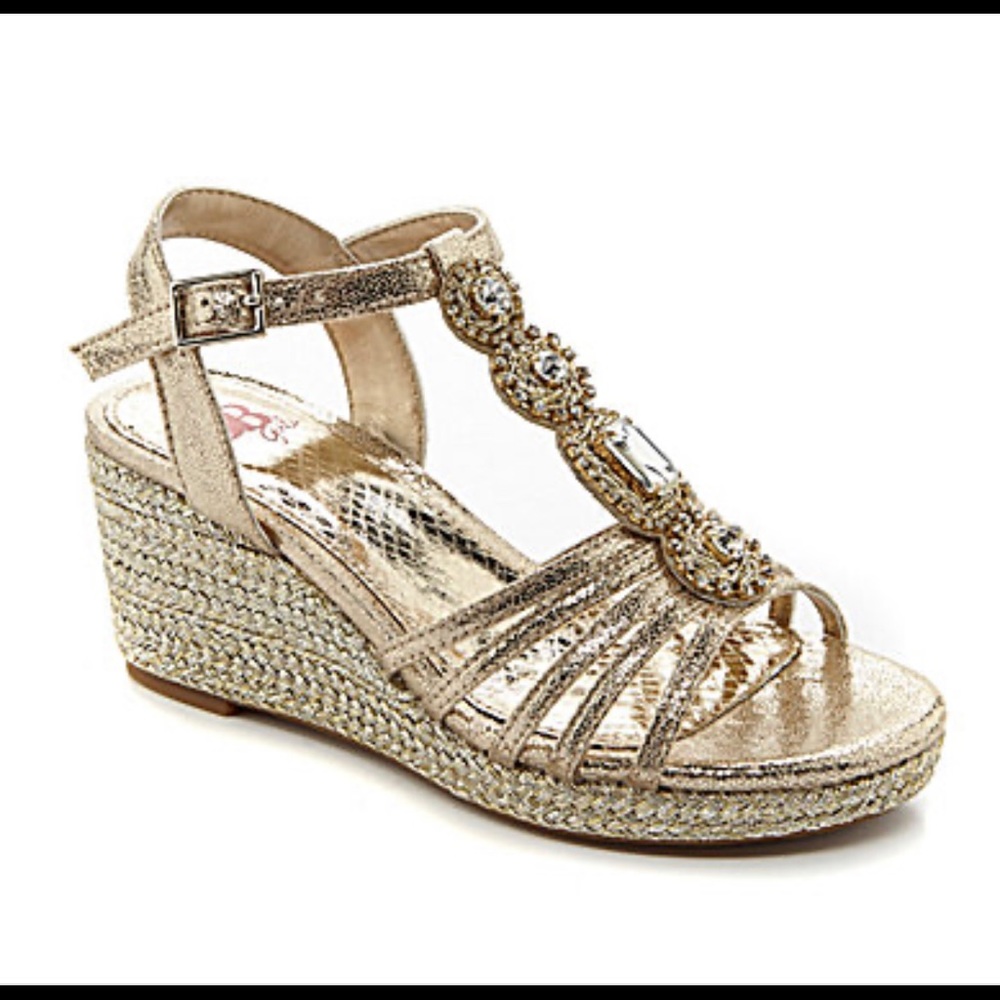 GB Girls Precious-Grl Jeweled Wedge Sandals size 2